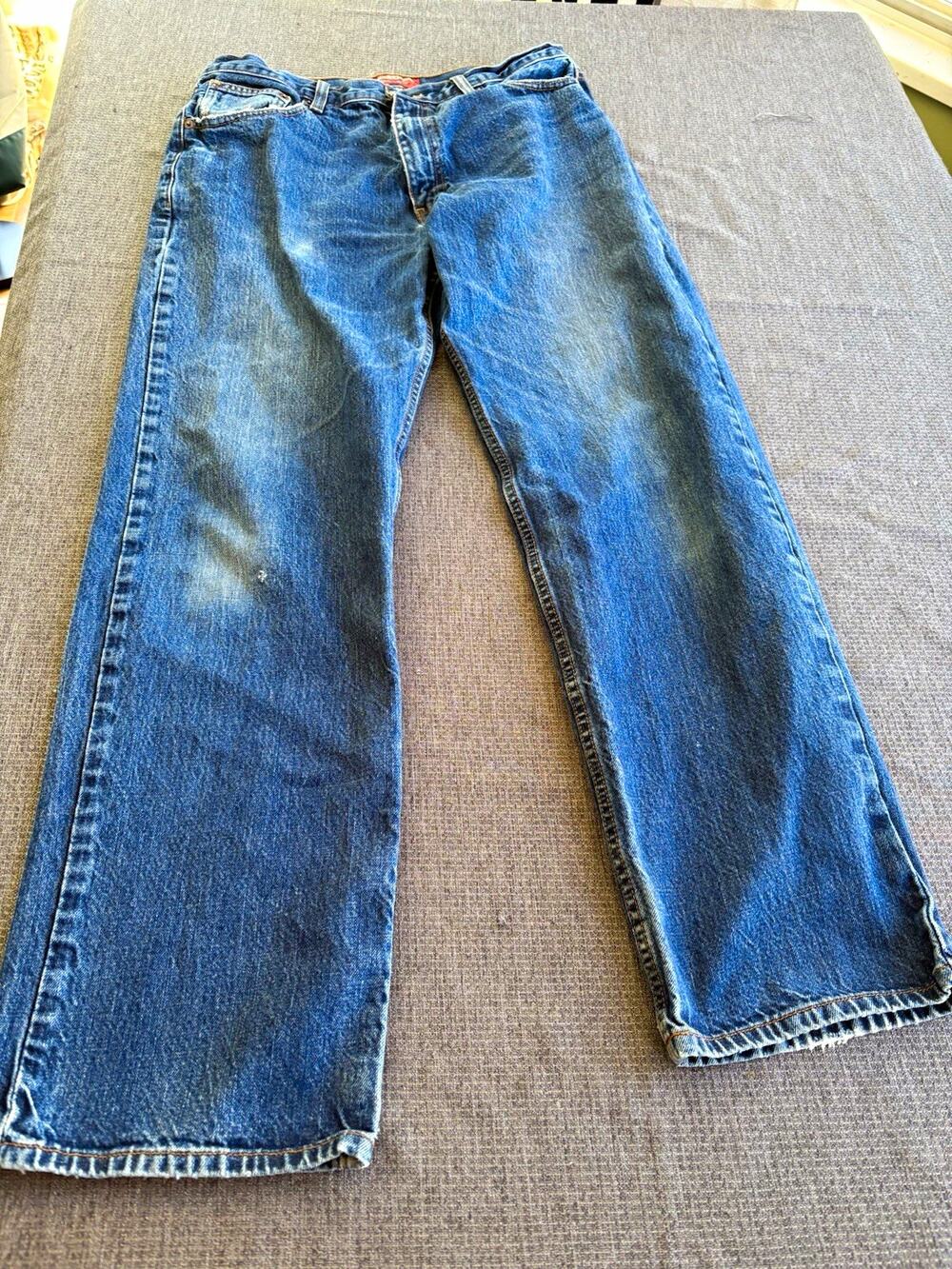 Arizona Jean Co Men’s Loose Straight Denim Jeans Medium Wash Mid Rise 5-Pckt